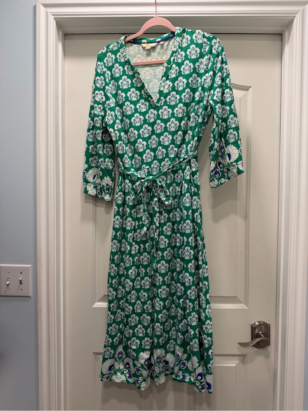 Boden jersey Floral Dress with Tie Waist